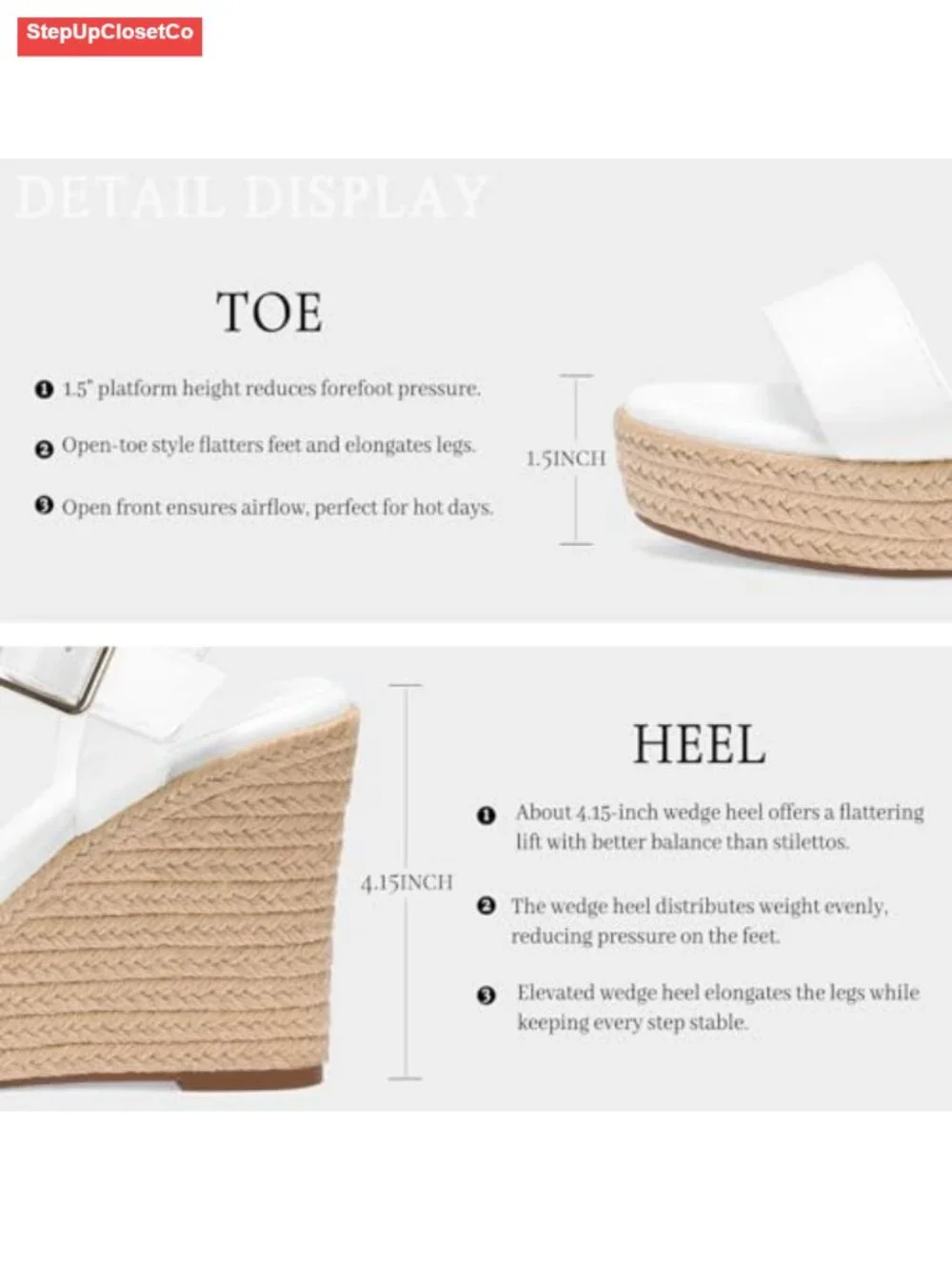 Women's Platform Wedge Sandals with Ankle Strap Open Toe Espadrilles